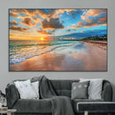 Serene Beach Sunset Wall Art | Coastal Ocean Canvas Print |