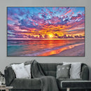 Vibrant Sunset Beach Wall Art - Ocean Sunset Canvas Print |