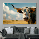 Longhorn in the Prairie - Stunning Ranch-Style Triptych Wall