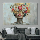 Golden Petal Wall Art Canvas Print - Silhouette Woman Wall