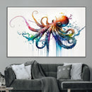 Watercolor Vibrant Octopus Wall Art Canvas Print | Abstract