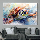 Watercolor Sea Turtle Wall Art Canvas Print - Vibrant Ocean