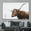 Rustic Bull Wall Art Canvas Print – Modern Longhorn