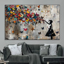 Banksy Wall Art - Banksy Girl and Butterfly Explosion Wall