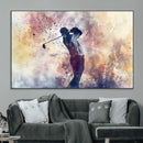 Abstract Watercolor Golf Player Wall Art Canvas Print