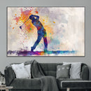 Watercolor Golf Swing Wall Art Canvas Print | Vibrant
