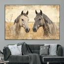 Chines Ink Style Grunge Horses Wall Art Canvas Print