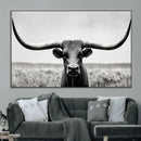 Longhorn Bull Canvas Print | Rustic Farmhouse Wall Art |