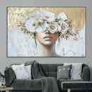 Golden Petal Wall Art - Canvas Print Flower Head Woman