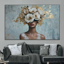 Golden Petal Wall Art - Petal Silhouette Woman Wall Art by MyGreatCanvas | Canvas Wall Art Prints | Photo Prints & Wall Decor