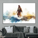 Watercolor Jesus Walking Wall Art Print, Jesus Water Canvas