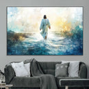 Watercolor Jesus Walking on Water Canvas Print, Christian