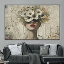 Abstract Floral Women Patel Wall Art Canvas Print