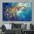 Colorful Swirling Fish School Wall Art Canvas Print |