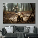 Jesus Running After a Lost Lamb Canvas Wall Art Print