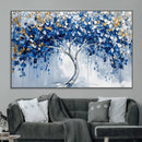 Blue and Gold Abstract Tree Wall Art Canvas Print | Modern