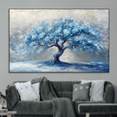 Abstract Blue Tree Art Canvas Print, Majestic Tree Wall Art