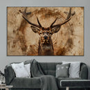 Wood Abstract Deer Wall Art | Rustic Wildlife Canvas Print |