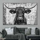 Abstract Longhorn Bull Wall Art Canvas Print - Rustic Texas