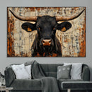 Rustic Texas Artwork Wall Art Canvas Print - Abstract Cow