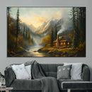 Wood Cabin Retreat Mountain at Sunset Wall Art Print - by MyGreatCanvas | Canvas Wall Art Prints | Photo Prints & Wall Decor