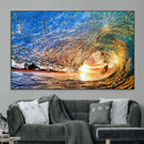 Ocean Wave at Sunset Canvas Wall Art – Vibrant Coastal Beach