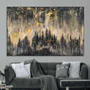 Golden Forest Abstract Wall Art | Dark Forest with Gold