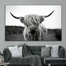 Highland Cow Wall Art | Black and White Farmhouse Decor |