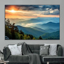 Sunrise Over Mountain Range Wall Art Canvas Print, Farmhouse