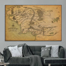 Middle Earth Map Canvas Wall Art – Vintage Fantasy Map