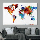 Colorful World Map Canvas Wall Art Print, Contemporary