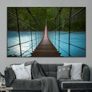 Suspension Bridge Over River Canvas Art | 3-Panel Nature by MyGreatCanvas | Canvas Wall Art Prints | Photo Prints & Wall Decor