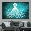 Green Octopus Abstract Wall Art Canvas Print