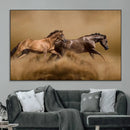 Large Wall Art Canvas Print – Two Running Brown Horses