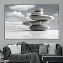 Still Life Black and White Zen Stones Wall Art Canvas,
