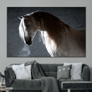 Large Wall Art Cream Colored Horse on Grey Background Canvas