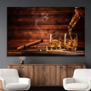 Whiskey and Cigar Wall Art Canvas | 3 Panel Bar Room Decor by MyGreatCanvas | Canvas Wall Art Prints | Photo Prints & Wall Decor