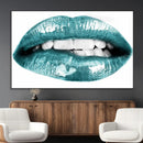 Blue Lips Wall Art Canvas Print