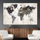 Abstract Map Printing - Modern World Map Canvas Wall Art for