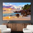 Tropical Island Beach Sunset Canvas Print
