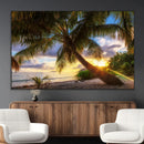 Tropical Island Sunset on the Beach Palms Wall Art Canvas by MyGreatCanvas | Canvas Wall Art Prints | Photo Prints & Wall Decor