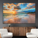 Sunset Beach Canvas Wall Art – Tropical Triptych Seascape