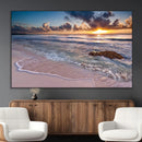 Sea Ocean Sunset Beach Wall Art Canvas Print