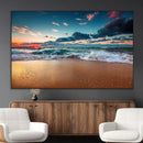 Sunset Ocean Beach Wall Art – Giclee Canvas Print, Coastal