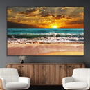 Golden Sunset Beach Canvas Wall Art – Triptych Seascape by MyGreatCanvas | Canvas Wall Art Prints | Photo Prints & Wall Decor