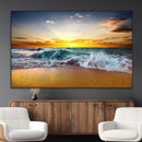 Golden Sunset Ocean Waves Wall Art Canvas Print – Multi