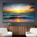 Vibrant Ocean Sunrise Over Golden Beach Waves, Giclee Canvas by MyGreatCanvas | Canvas Wall Art Prints | Photo Prints & Wall Decor