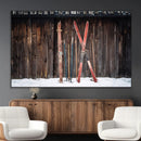 Vintage Ski Gear Canvas Print, Vintage Ski Gear Against