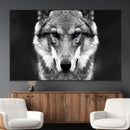 Black and White Wild Wolf Wall Art Canvas Print