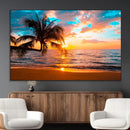 Palm Tree Sunset On The Beach Wall Art Canvas, Framed Palm by MyGreatCanvas | Canvas Wall Art Prints | Photo Prints & Wall Decor
